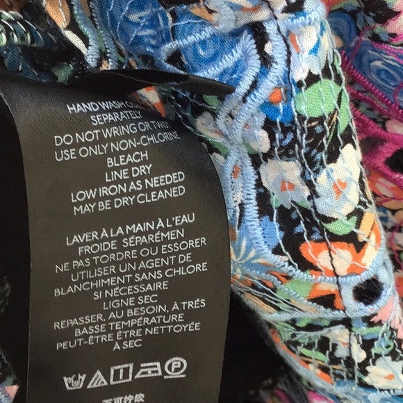 Anthropologie Black Blue Floral Embroidery Off The Shoulders Lined Maxi Dress - Picture 16 of 16